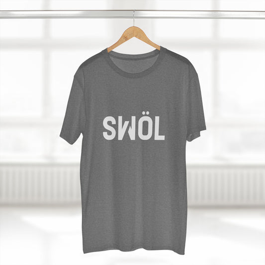 Front view of the heather SWOL Base Pump Cotton Tee