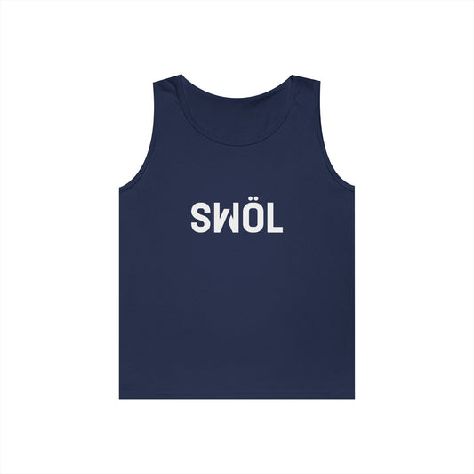 Front view of the navy SWOL Base Heavy Cotton Tank