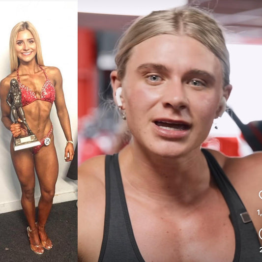 Female physique athlete posing for a bodybuilding photo