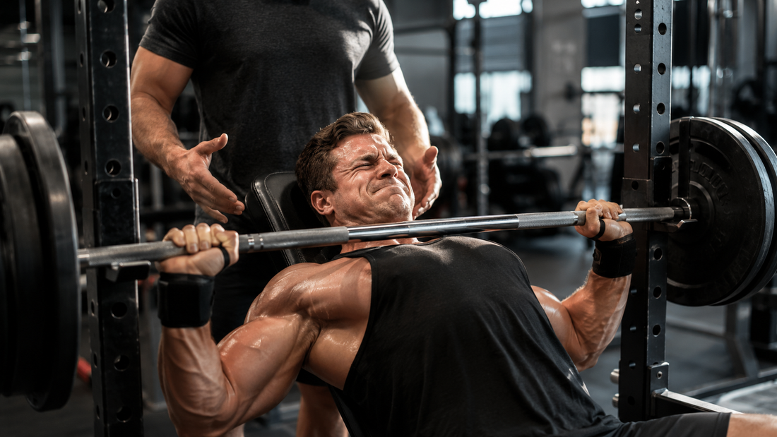 Resistance-training session illustrating high workout volume and accumulated fatigue