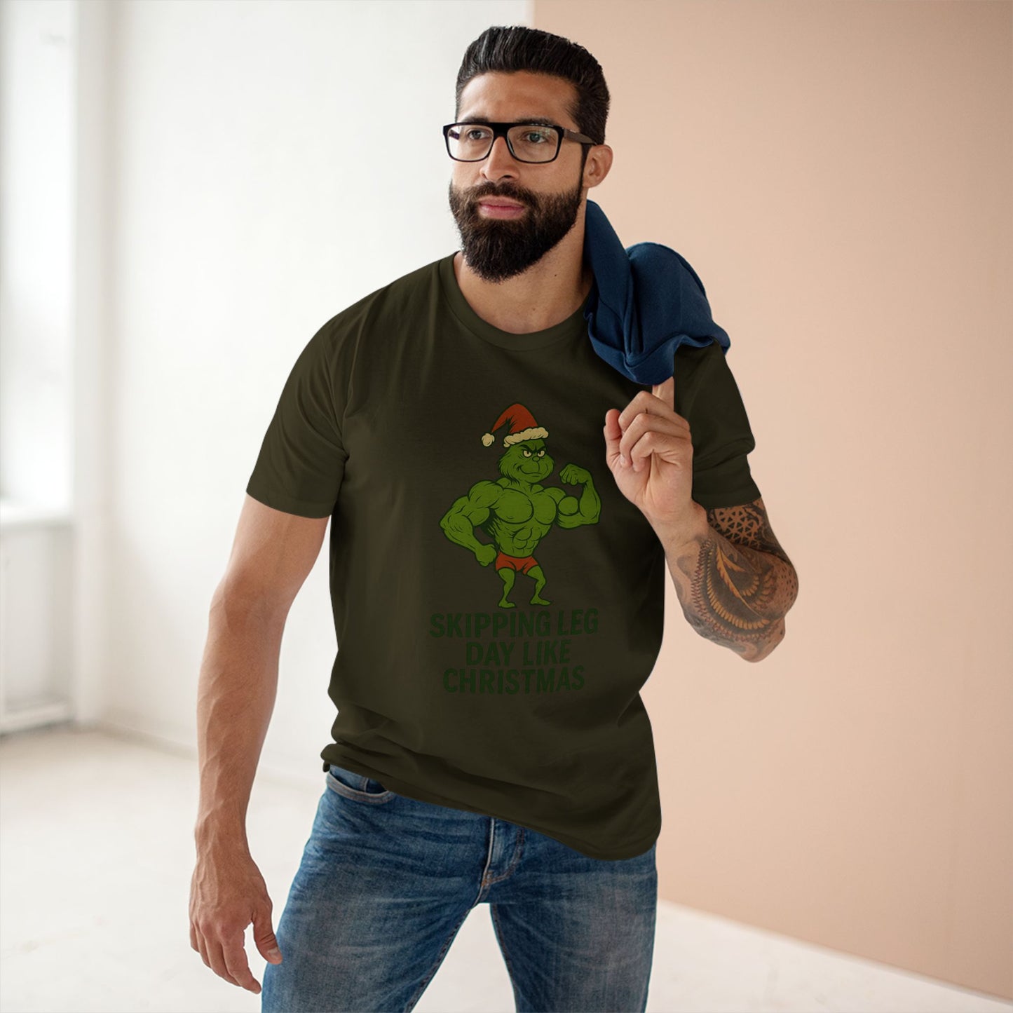 Skipping Leg Day Grinch Christmas Tee