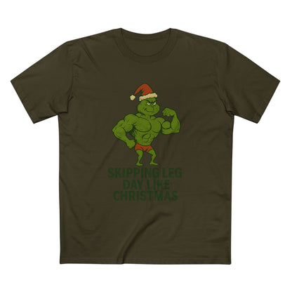 Skipping Leg Day Grinch Christmas Tee