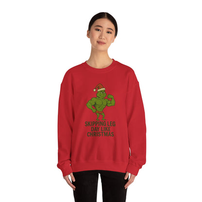 Skipping Leg Day Grinch Christmas Sweater