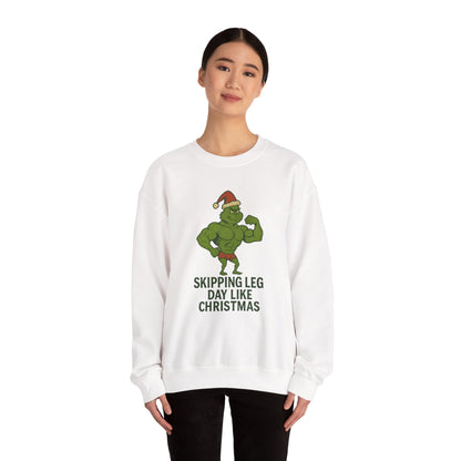 Skipping Leg Day Grinch Christmas Sweater