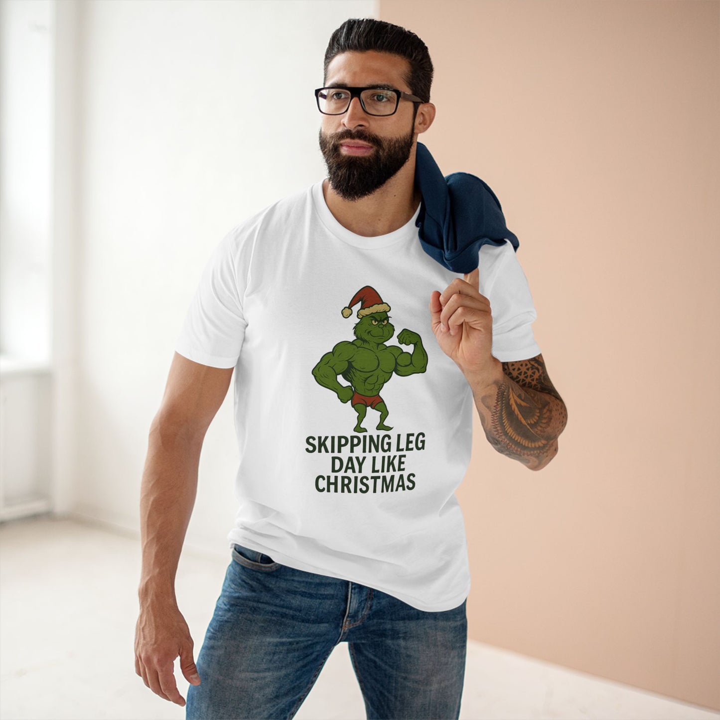 Skipping Leg Day Grinch Christmas Tee