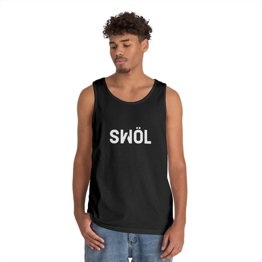Model wearing the black SWOL Base Heavy Cotton Tank